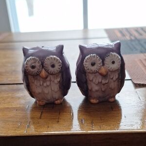 Grasslands Road Purple and Brown Owl Salt And Pepper Shakers